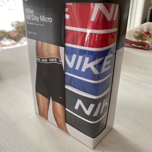 New. SEALED NIKE All Day Micro Dri-Fit Boxer Briefs. Size L Red/Blue/Black 3 pak - Picture 2 of 6